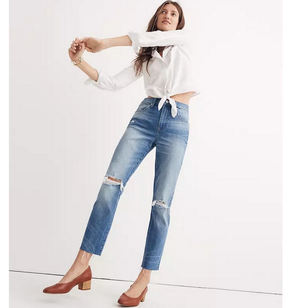 The High-Rise Slim Crop Boyjean: Knee-Rip Edition